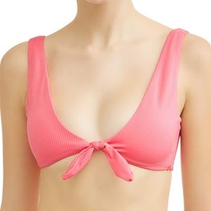 Peach Tie Front Bikini Top